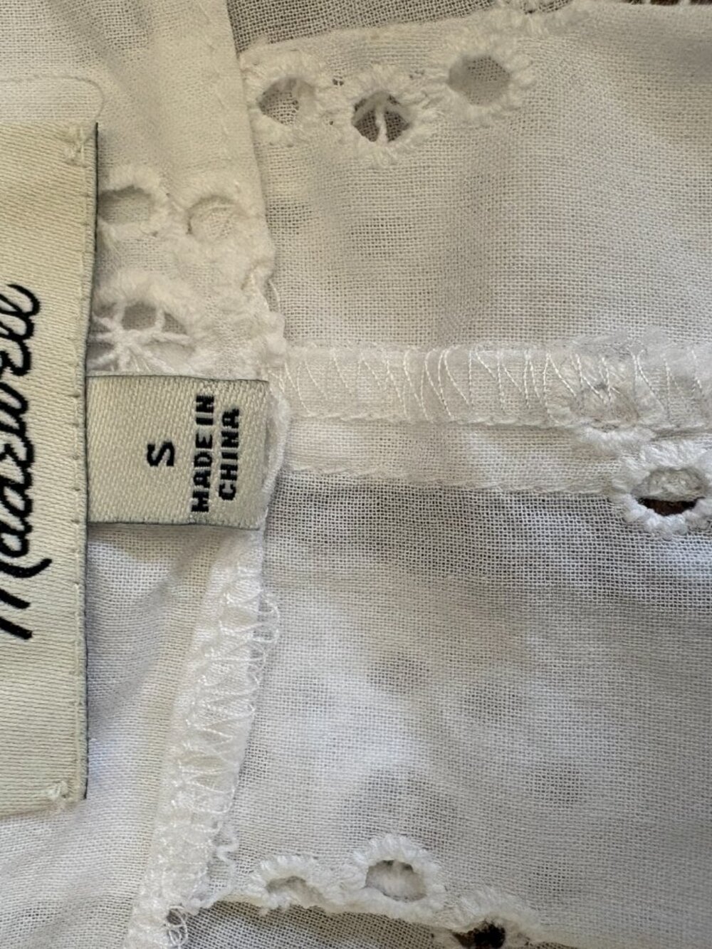 Madewell White Eyelet Ruffle Sleeve Top – Small - Picture 8 of 8